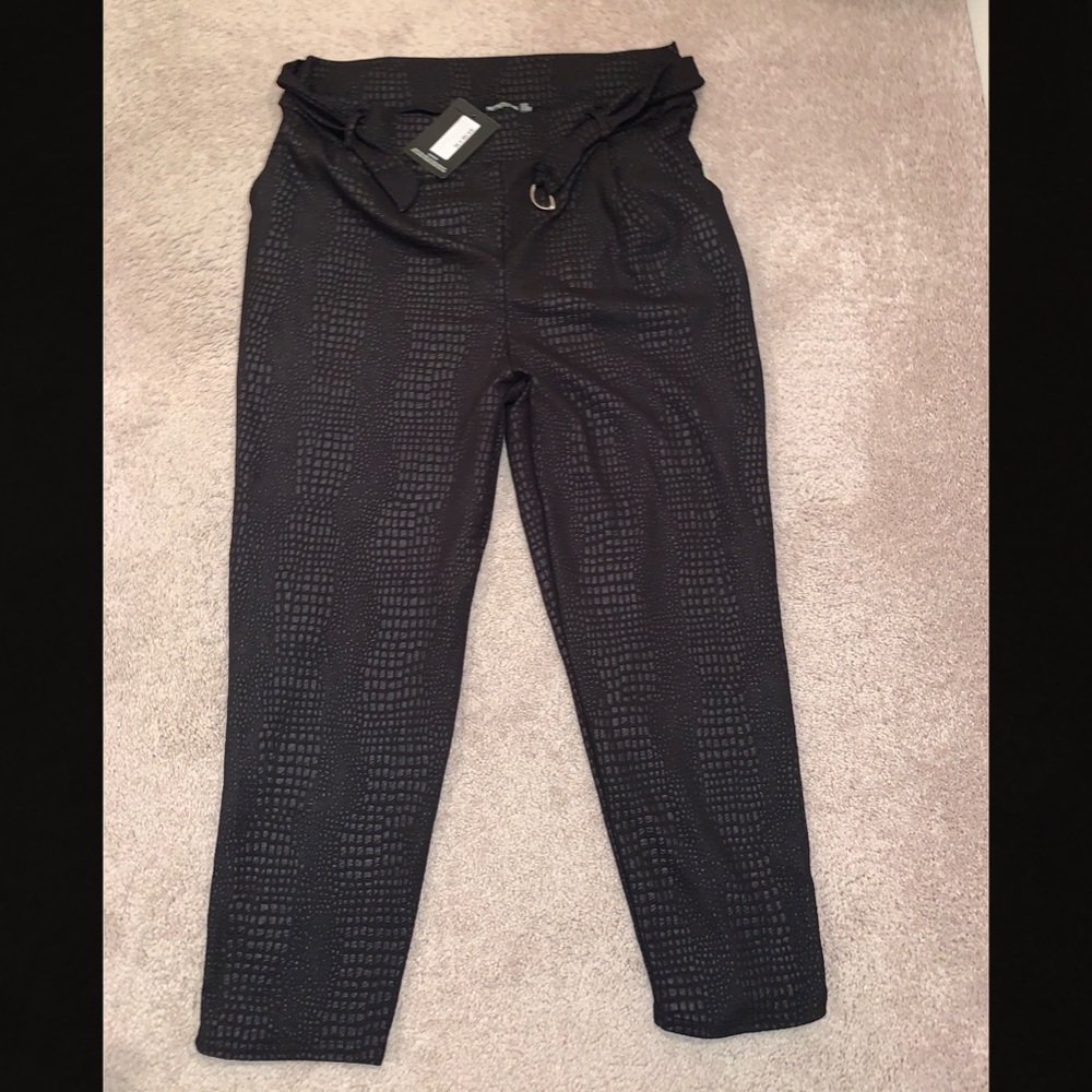 Black Crocodile Print Trouser Pants Size 22